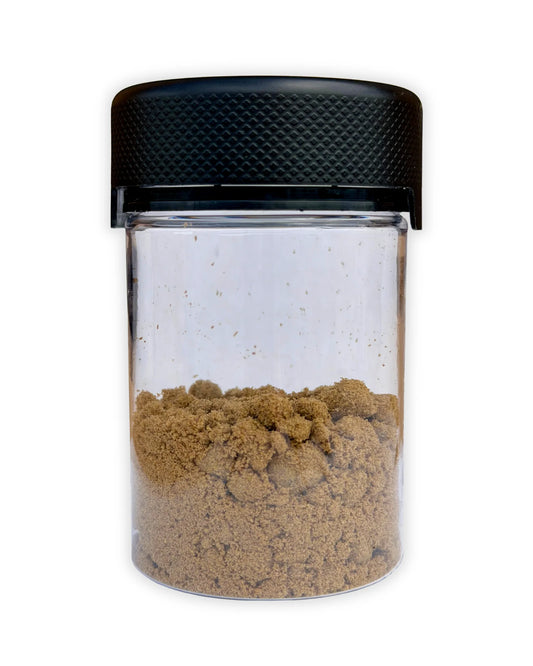 YAGA Farms Sour Diesel THCA Kief in a 14-gram jar