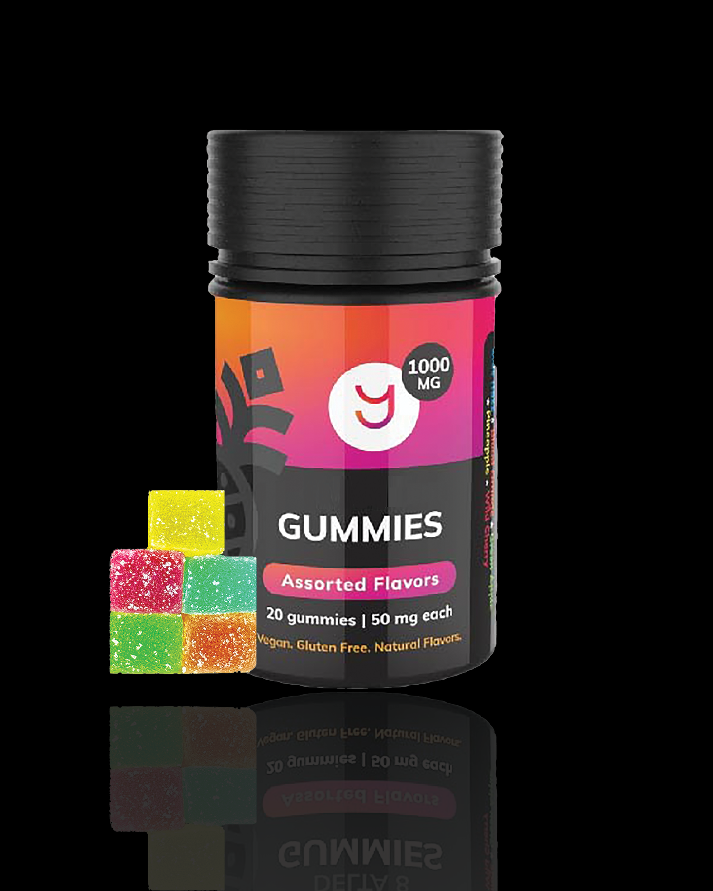 THC Gummies – 500mg & 1,000mg jars – All-natural fruit flavors for relaxation, stress relief, and better sleep.