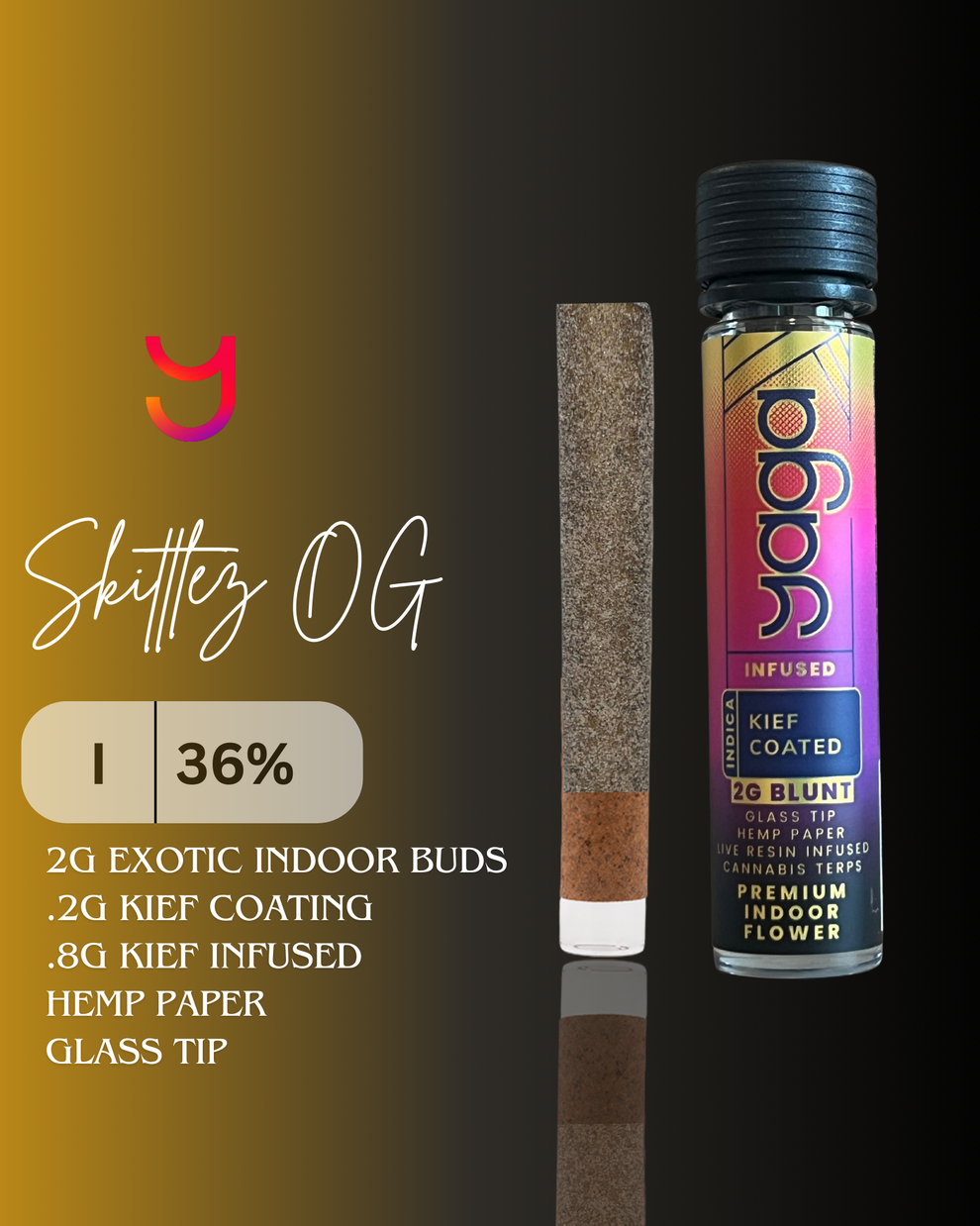 Skittlez OG 2.2G THCa Kief-Coated Blunt by YAGA Farms