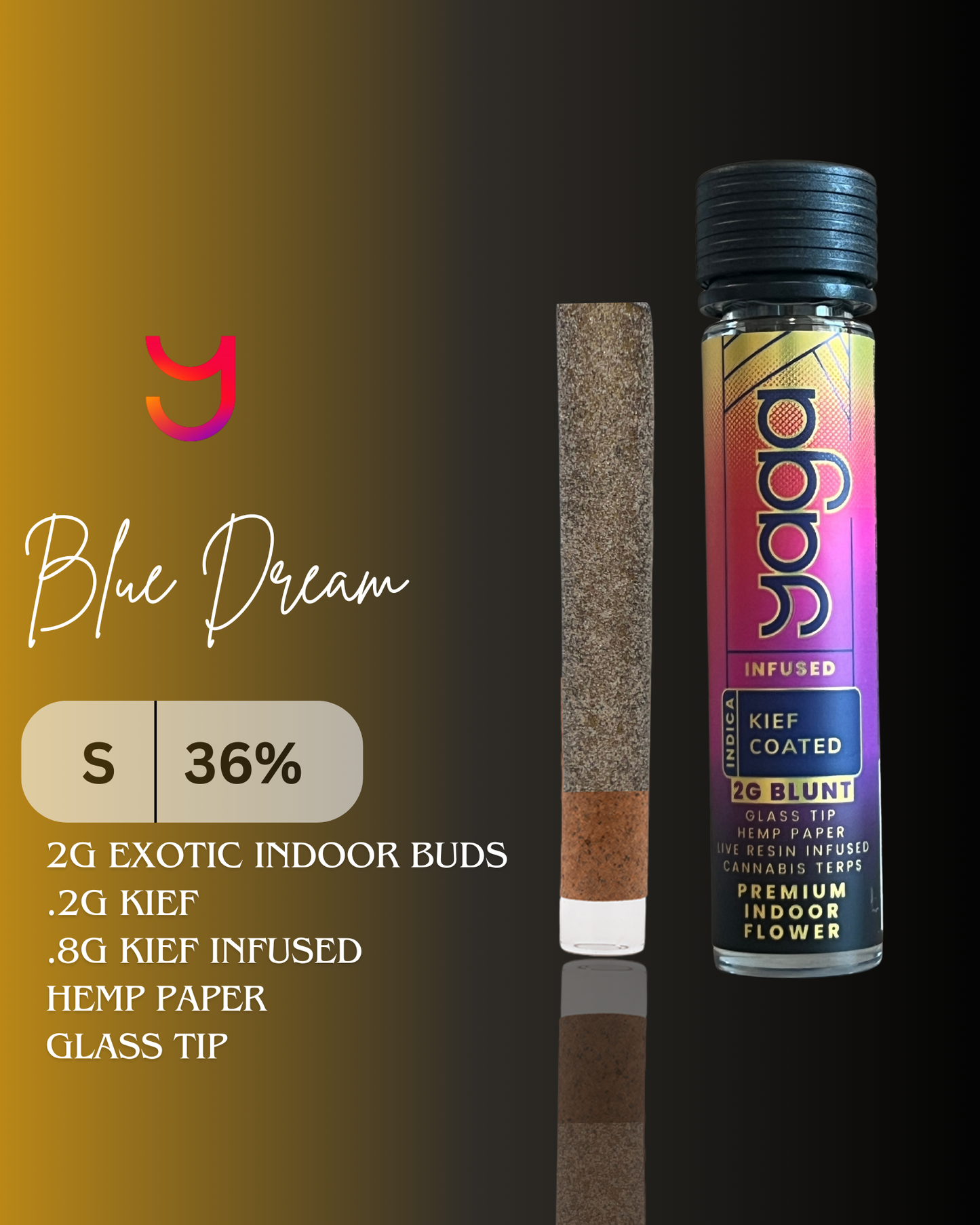 2.2G THCa Kief-Coated Blunt - Blue Dream