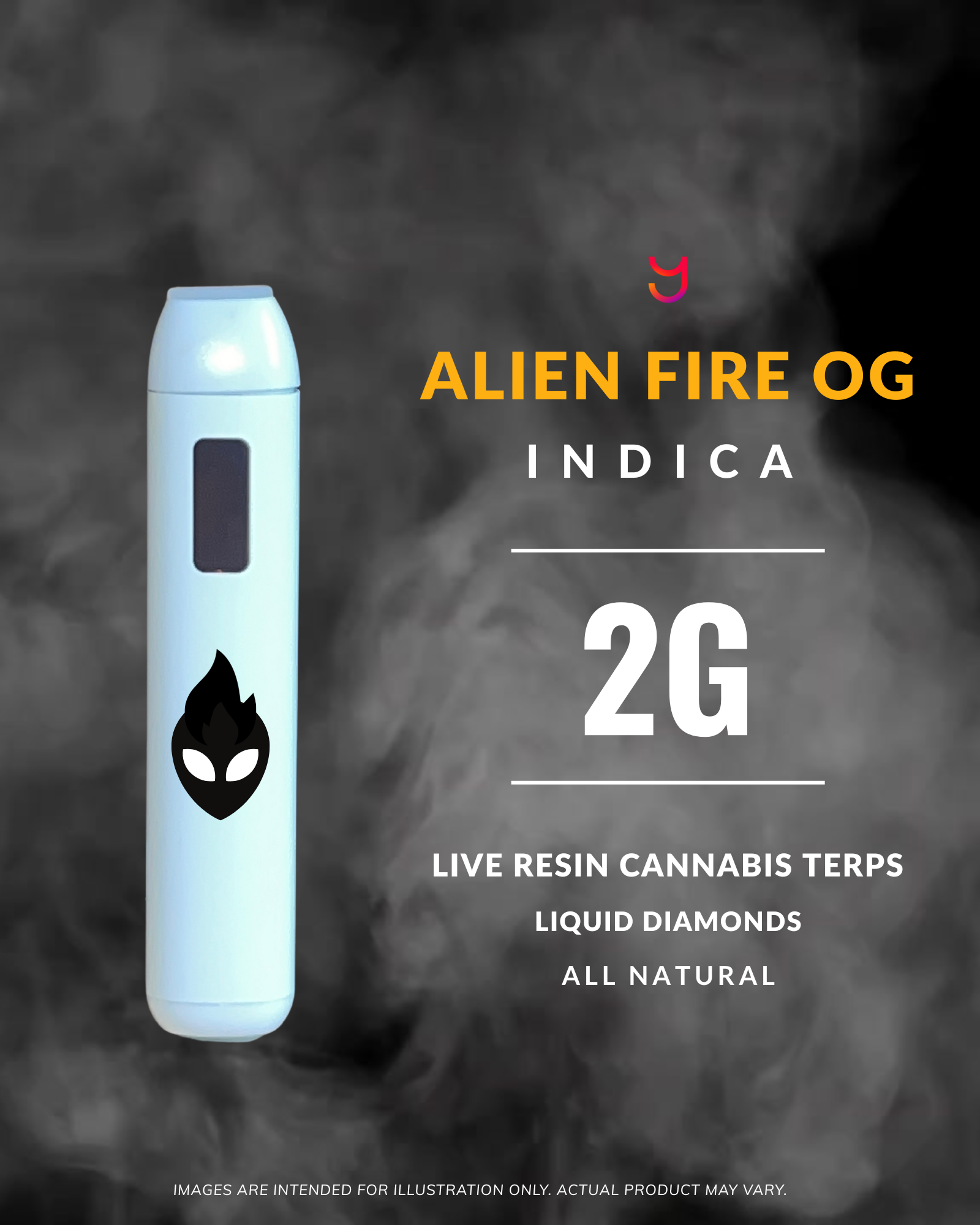 Alien Fire OG: 2G Live Resin Liquid Diamond Vape YAGA Farms Alien Fire OG: 2G Live Resin Liquid Diamond Vape YAGA Farms