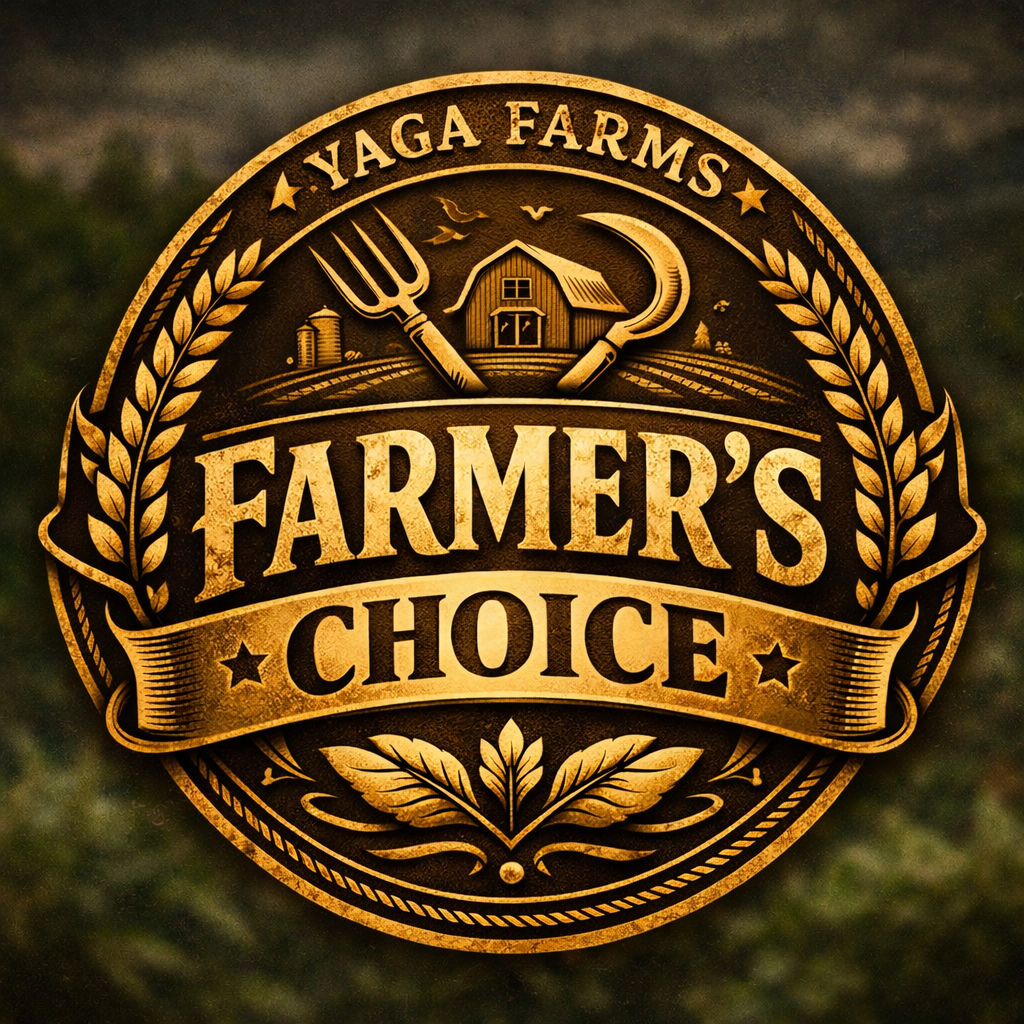 YAGA Farms Farmer’s Choice badge highlighting Champagne Ice as the farm owner’s daily go-to strain, premium exotic indoor cannabis selection