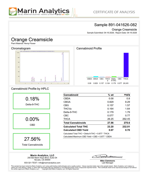 COA preview for Orange Creamsicle