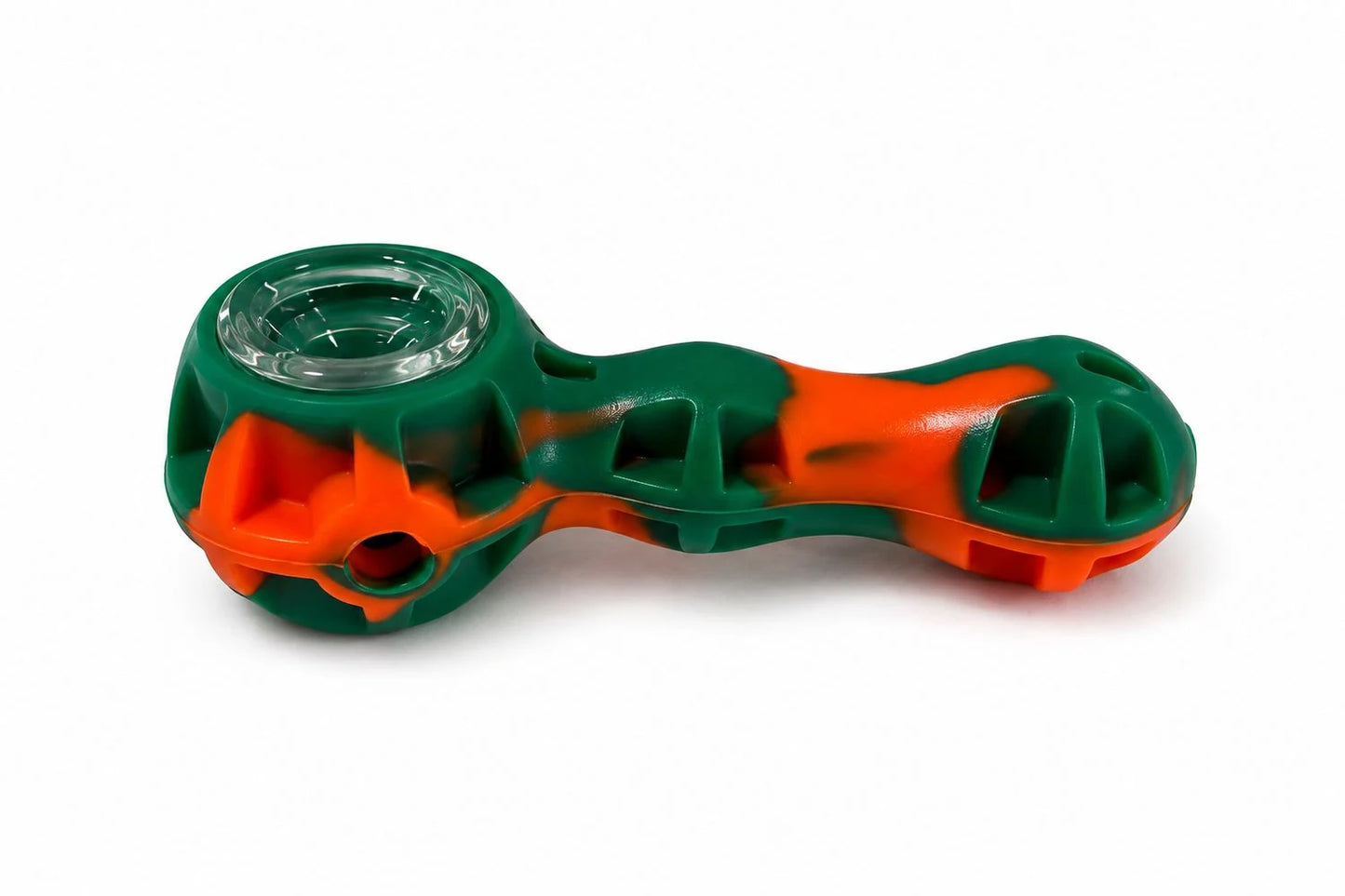 Silicone Hand Pipe 4.5": Green/Red - YAGA Farms accessory